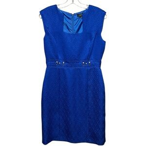 Tahari ASL Royal Blue Sleeveless Jacquard Sheath Dress Women’s Size 8
